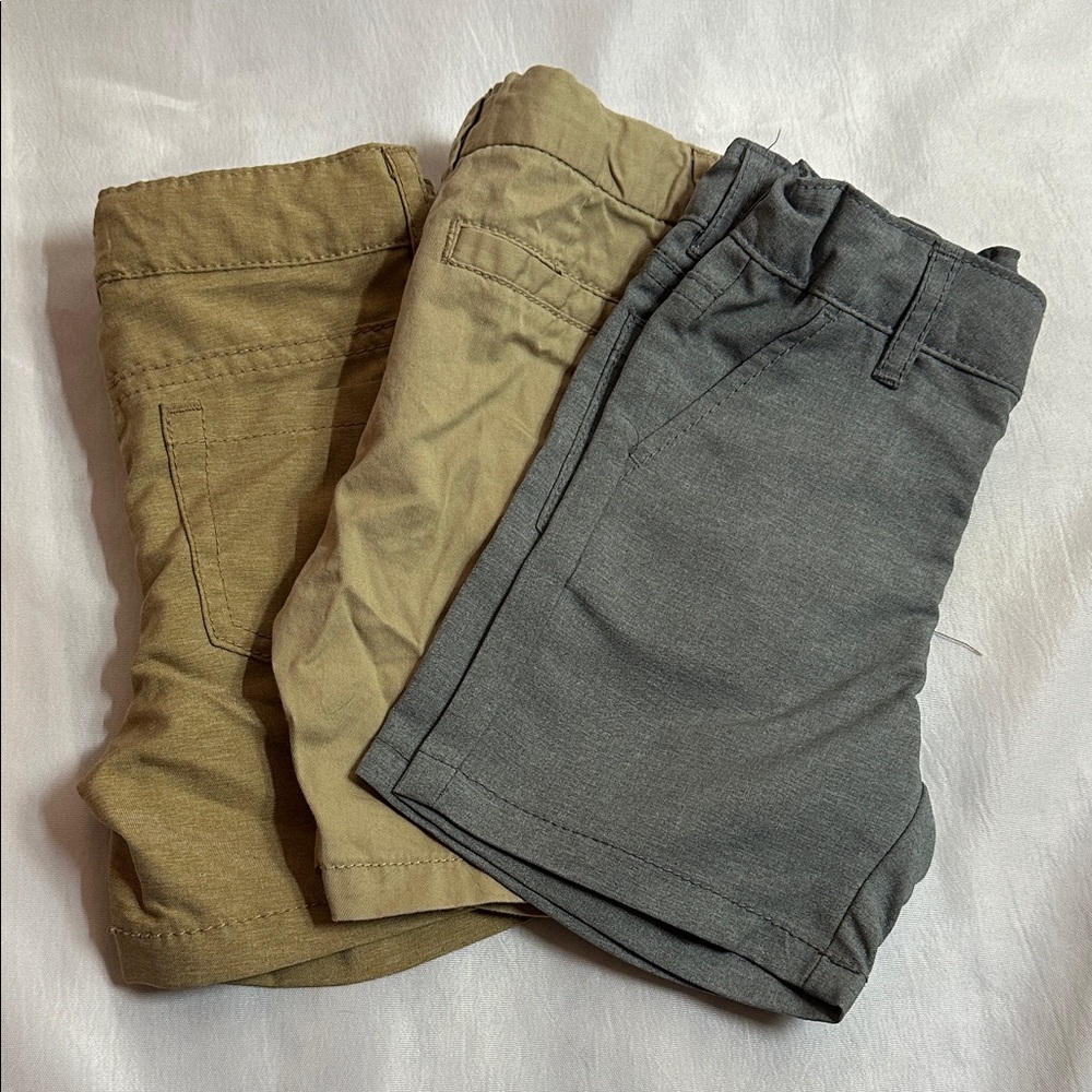 Set of Three Shorts in Gray, Tan, and Brown 2T